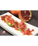 Tacos de jamón de Trevélez con 20 meses de curación en plato Tacos de jamón de Trevélez con 20 meses de curación en plato